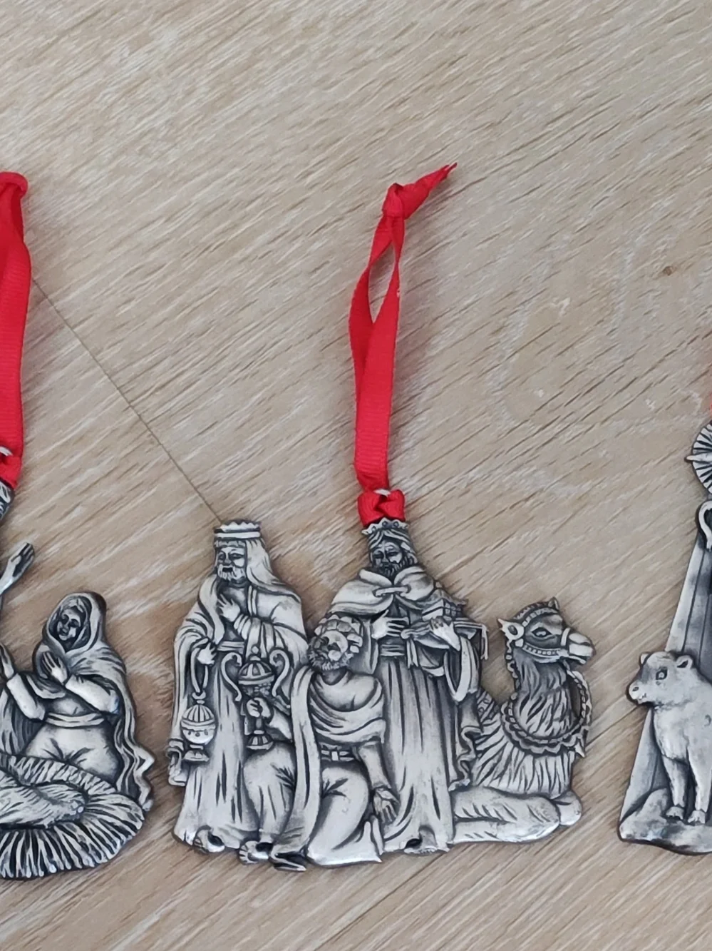 Vintage Pewter Nativity Ornaments Mary Joseph Baby Jesus The Shepherd & Wisemen
